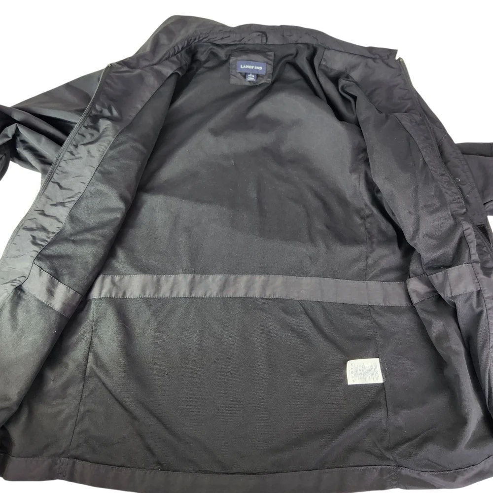 Lands' End Men's Black Jacket Lightweight Utility Large Rain Wind
